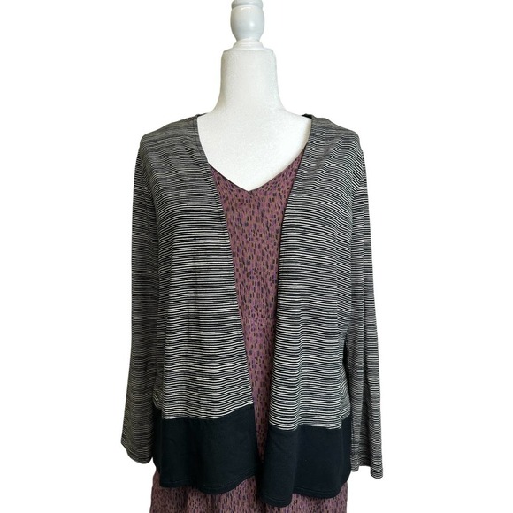 J. Jill Cardigan Women’s sz. Medium Petite Black Stripes Open Front Jacket‎ - Picture 1 of 8